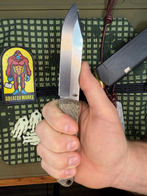 Shank Ape knife with a 4-inch MagnaCut steel blade, Micarta handle, designed for hunting, self-defense, and everyday carry