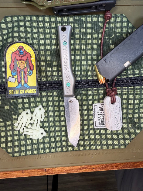 Snake Tooth 3-inch MagnaCut fixed blade knife, Titanium handle, compact and elegant, perfect for EDC and showing off your style.